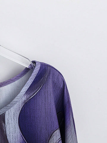 EMERY ROSE Women's Random Printed Simple Daily Shirt Summer Women Blouses