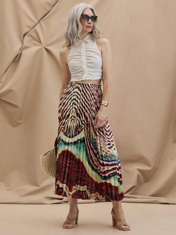 EMERY ROSE Women's Random Printed Simple Daily Wear Skirt