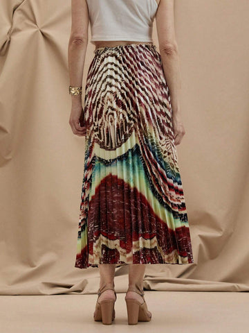 EMERY ROSE Women's Random Printed Simple Daily Wear Skirt