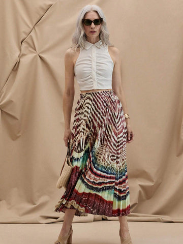 EMERY ROSE Women's Random Printed Simple Daily Wear Skirt