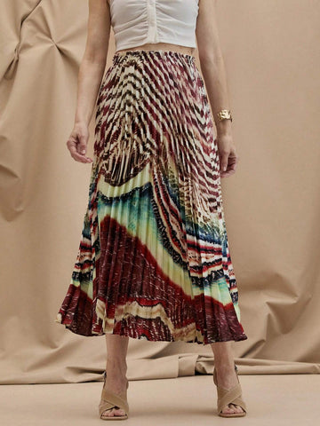 EMERY ROSE Women's Random Printed Simple Daily Wear Skirt