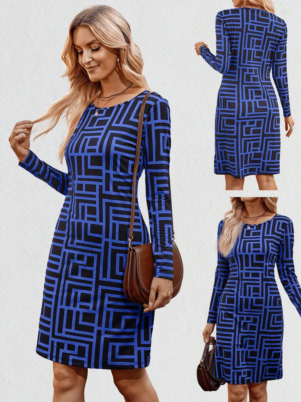 EMERY ROSE Women's Short Long Sleeve Casual Dress, Minimalist & Fashionable For Everyday Wear