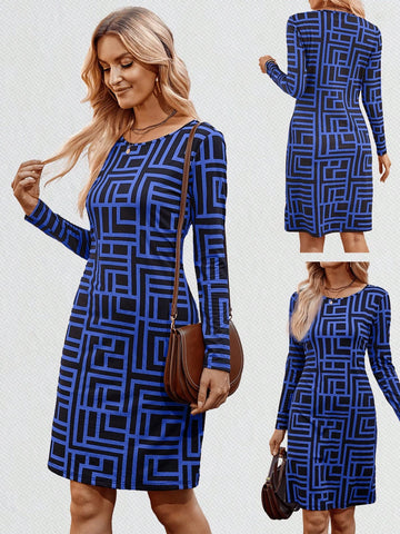 EMERY ROSE Women's Short Long Sleeve Casual Dress, Minimalist & Fashionable For Everyday Wear