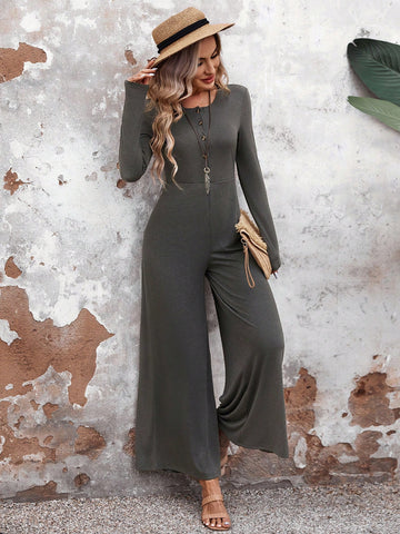 EMERY ROSE Women's Simplistic Knit Casual Jumpsuit