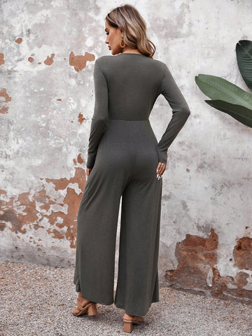 EMERY ROSE Women's Simplistic Knit Casual Jumpsuit