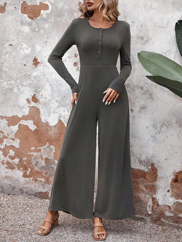 EMERY ROSE Women's Simplistic Knit Casual Jumpsuit