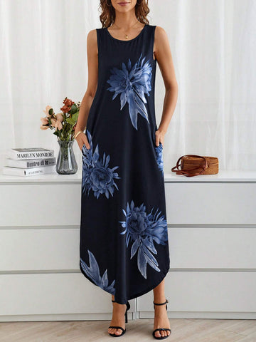 EMERY ROSE Women's Sleeveless Floral Print Dress