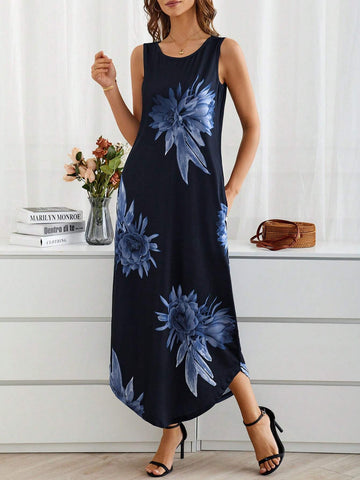 EMERY ROSE Women's Sleeveless Floral Print Dress