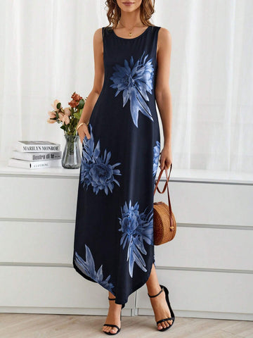 EMERY ROSE Women's Sleeveless Floral Print Dress