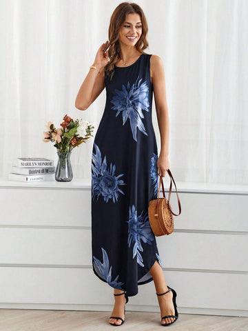 EMERY ROSE Women's Sleeveless Floral Print Dress