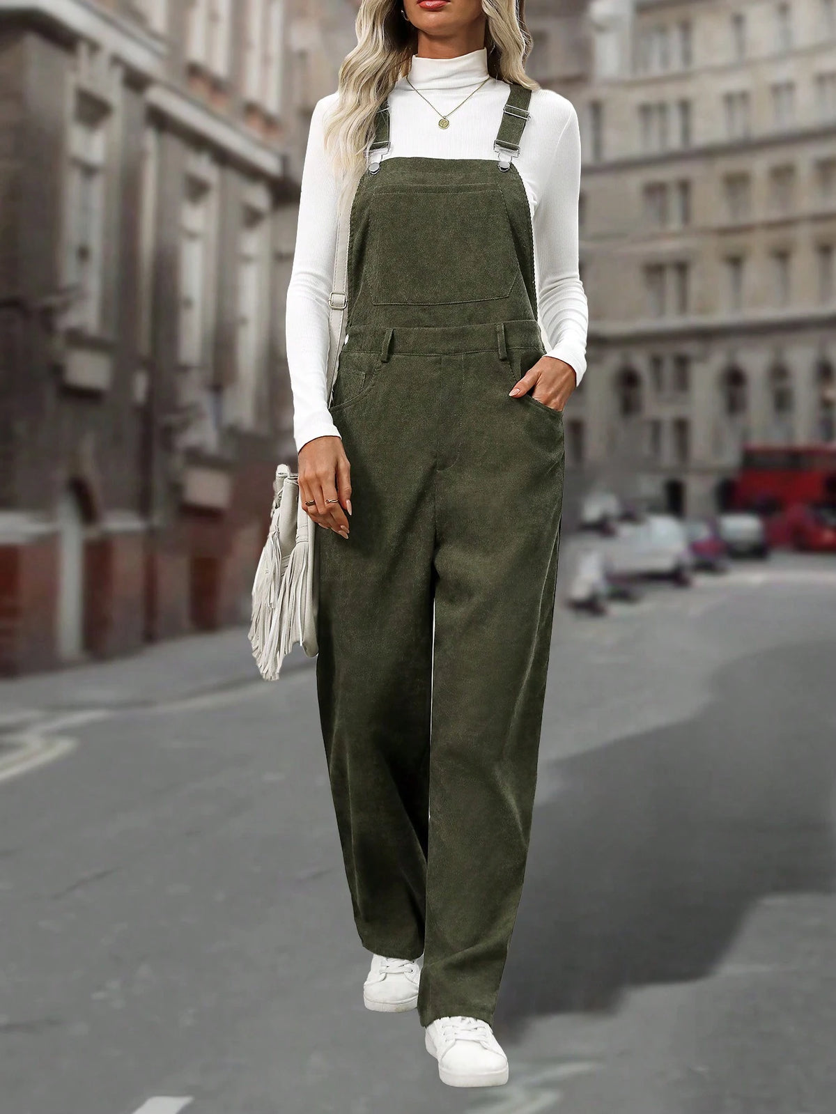 EMERY ROSE Women's Solid Color Casual Wide Leg Jumpsuit With Pockets, Summer