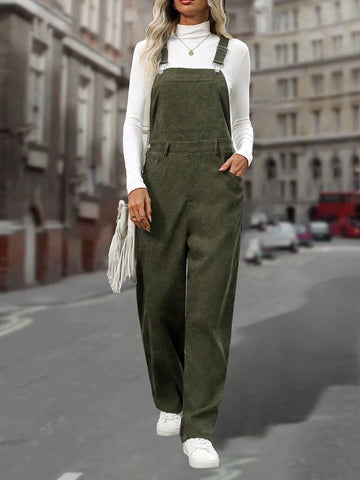 EMERY ROSE Women's Solid Color Casual Wide Leg Jumpsuit With Pockets, Summer