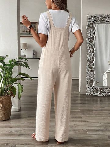EMERY ROSE Women's Solid Color Simple Daily Jumpsuit