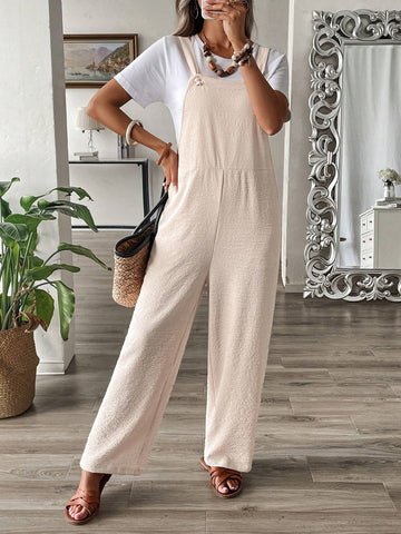 EMERY ROSE Women's Solid Color Simple Daily Jumpsuit