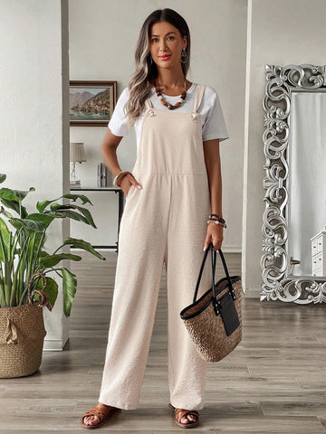 EMERY ROSE Women's Solid Color Simple Daily Jumpsuit