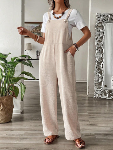 EMERY ROSE Women's Solid Color Simple Daily Jumpsuit