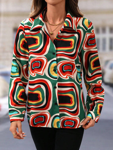 EMERY ROSE Women's Spring & Autumn Long Sleeve Striped Casual Blouse