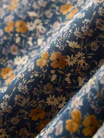 EMERY ROSE Women's Spring & Autumn Notched Neck Ditsy Floral Casual Blouse