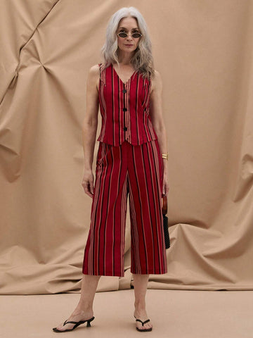 EMERY ROSE Women's Striped Printed Simple Daily Long Pants