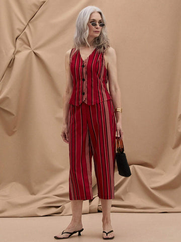 EMERY ROSE Women's Striped Printed Simple Daily Long Pants