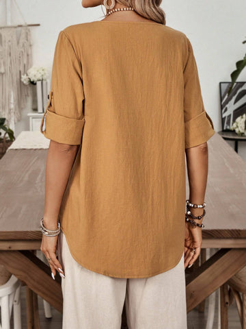 EMERY ROSE Women's Summer Casual V-Neck Shirt