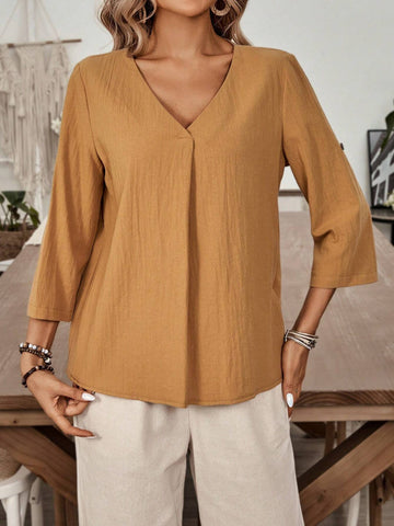 EMERY ROSE Women's Summer Casual V-Neck Shirt