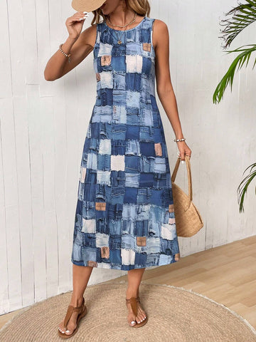 Women's Summer Sleeveless Printed Vacation Dress