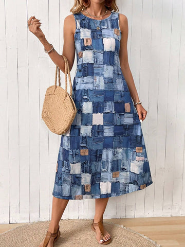 Women's Summer Sleeveless Printed Vacation Dress