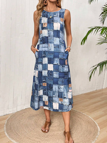 Women's Summer Sleeveless Printed Vacation Dress