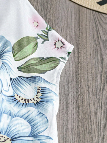 EMERY ROSE Women's V-Neck Printed Shirt For Summer