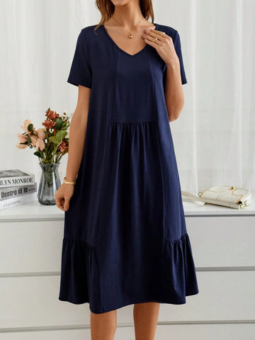 Women's V-Neck Short Sleeve Dress