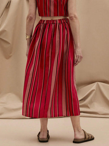 EMERY ROSE Women's Vacation & Casual Striped Colorblock Skirt