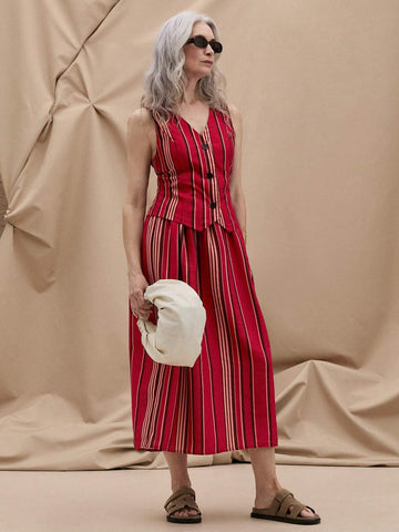 EMERY ROSE Women's Vacation & Casual Striped Colorblock Skirt