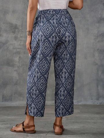 EMERY ROSE Women's Vintage Printed Simple Casual Daily Trousers