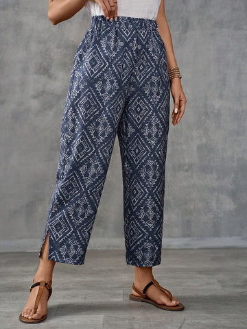 EMERY ROSE Women's Vintage Printed Simple Casual Daily Trousers