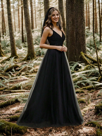 EVER-PRETTY Gorgeous Contrast Lace & Mesh Wedding Dress