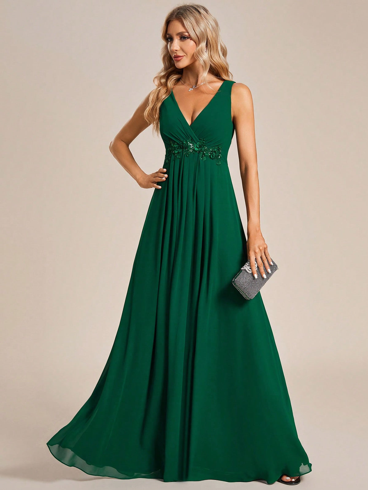 EVER-PRETTY Appliques Detail Chiffon Bridesmaid Dress