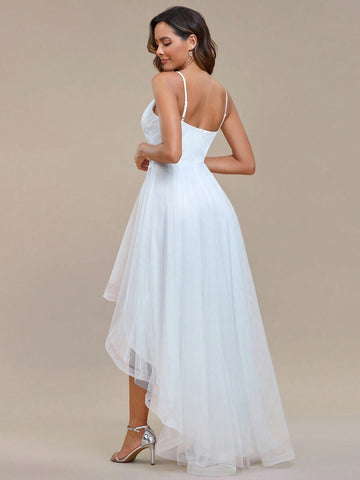 EVER-PRETTY Appliques High Low Hem Cami Wedding Dress