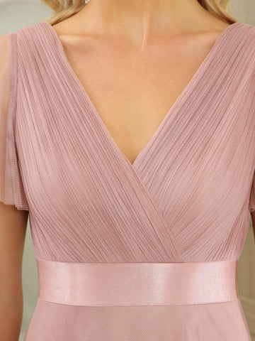 EVER-PRETTY Butterfly Sleeve Mesh Bridesmaid Dress