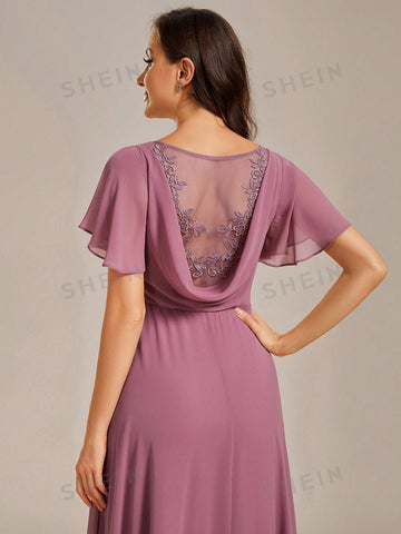 EVER-PRETTY Butterfly Sleeve Split Thigh Bridesmaid Dress