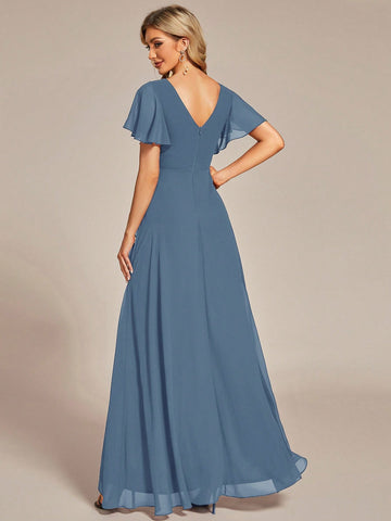 EVER-PRETTY Butterfly Sleeve Wrap Chiffon Bridesmaid Dress