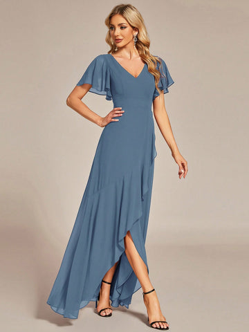 EVER-PRETTY Butterfly Sleeve Wrap Chiffon Bridesmaid Dress