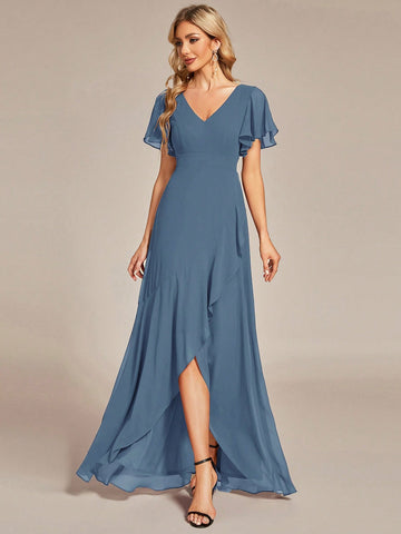 EVER-PRETTY Butterfly Sleeve Wrap Chiffon Bridesmaid Dress