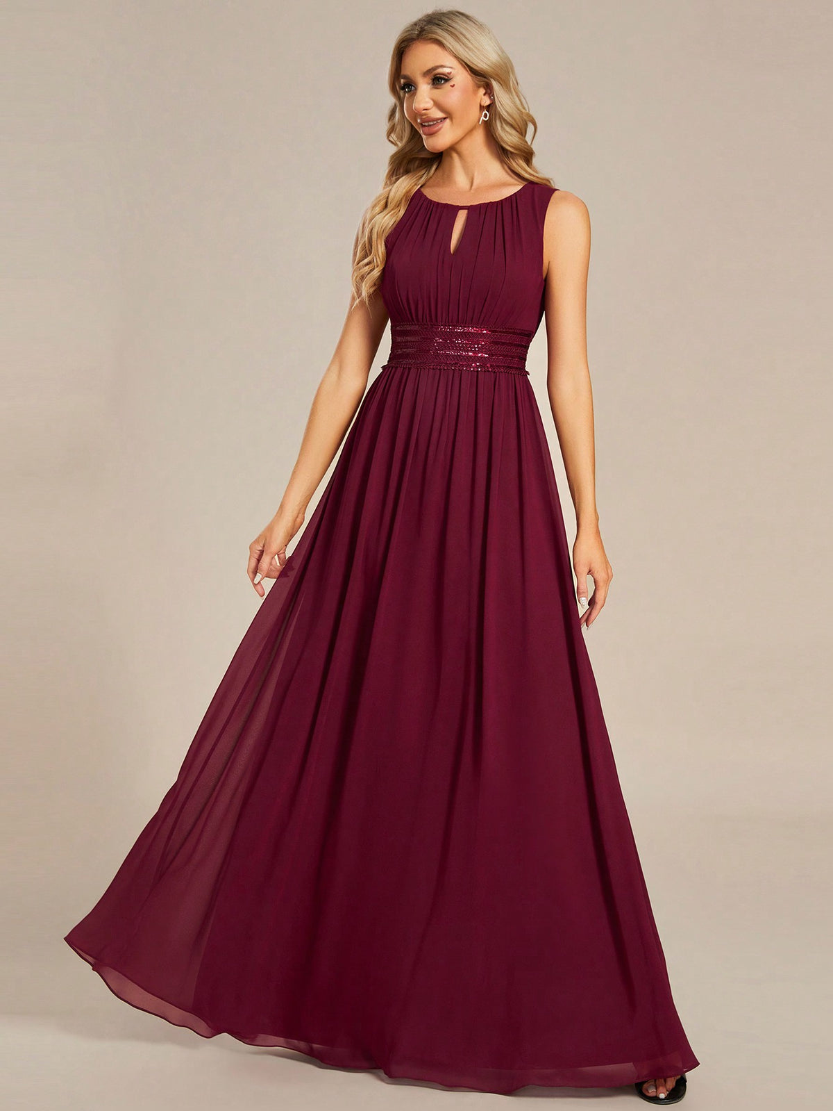 EVER-PRETTY Chiffon Halter Ruffle Detail Bridesmaid Dress