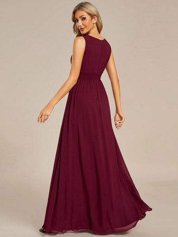 EVER-PRETTY Chiffon Halter Ruffle Detail Bridesmaid Dress