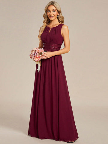 EVER-PRETTY Chiffon Halter Ruffle Detail Bridesmaid Dress