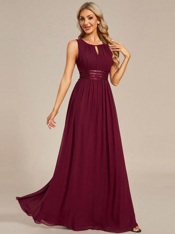 EVER-PRETTY Chiffon Halter Ruffle Detail Bridesmaid Dress