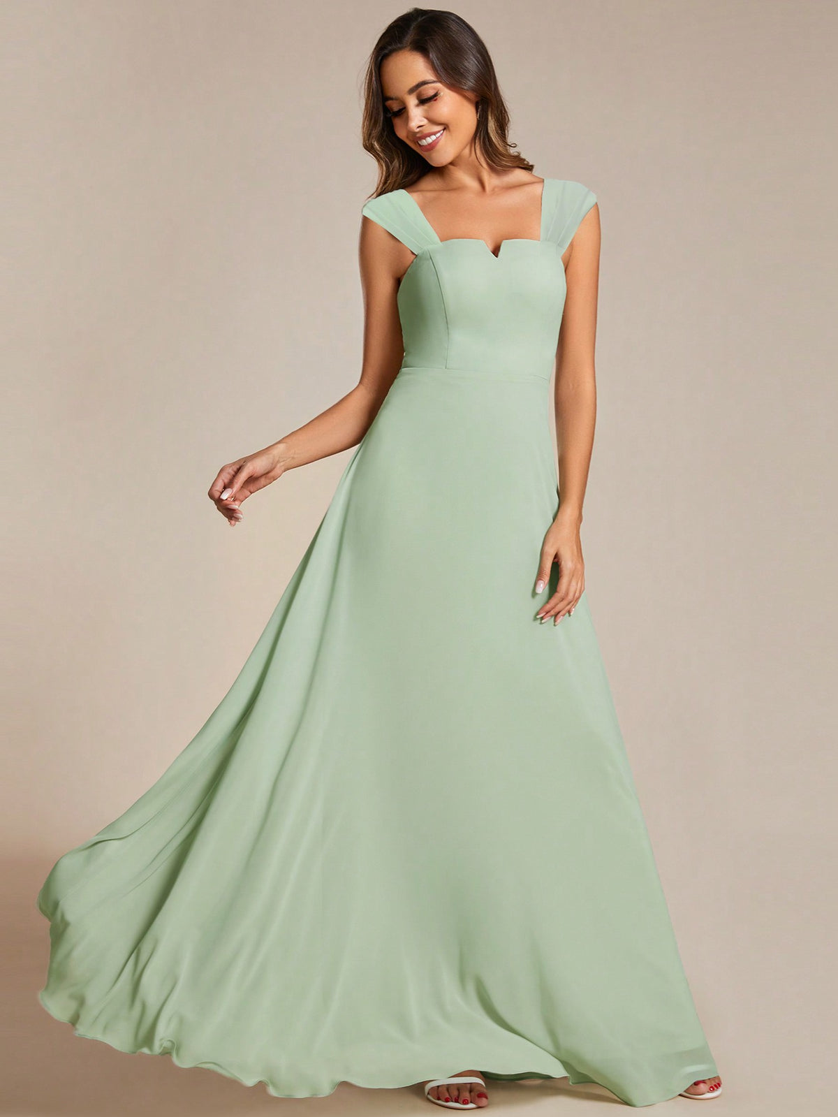 EVER-PRETTY Chiffon V Neck Backless Bridesmaid Dress
