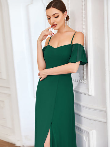 EVER-PRETTY Cold Shoulder Split Thigh Bridesmaid Dress