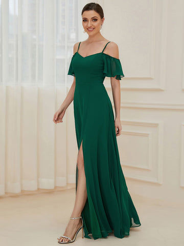 EVER-PRETTY Cold Shoulder Split Thigh Bridesmaid Dress